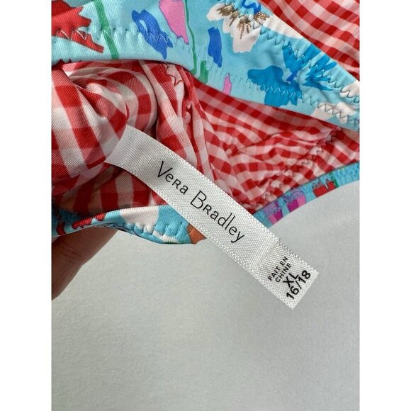 Vera Bradley Superbloom Printed Ruffled Bikini Top Women’s XL 16/18 Blue Floral - Picture 5 of 7